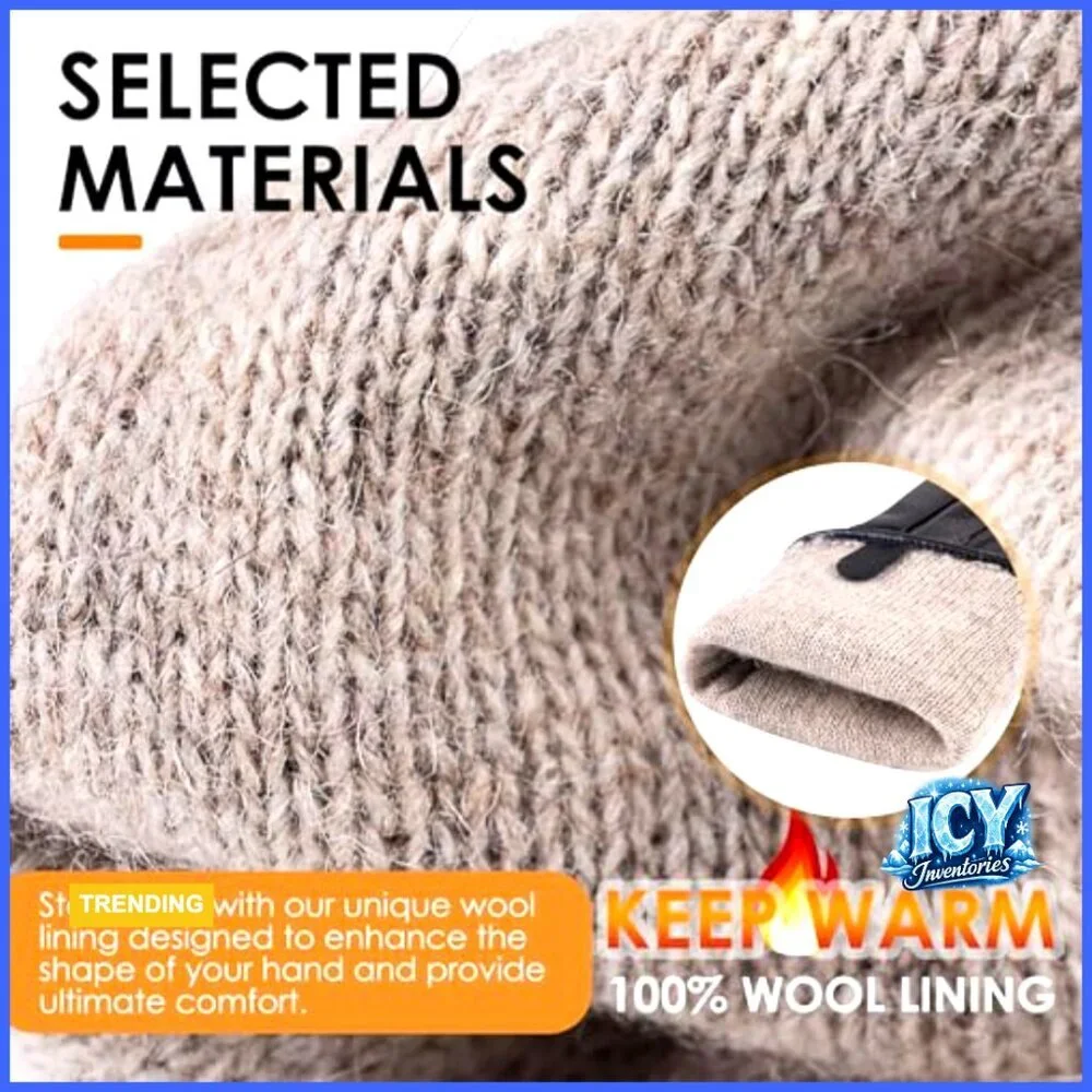 Winter Touchscreen Leather Gloves Lambskin Warm Driving X-Large
